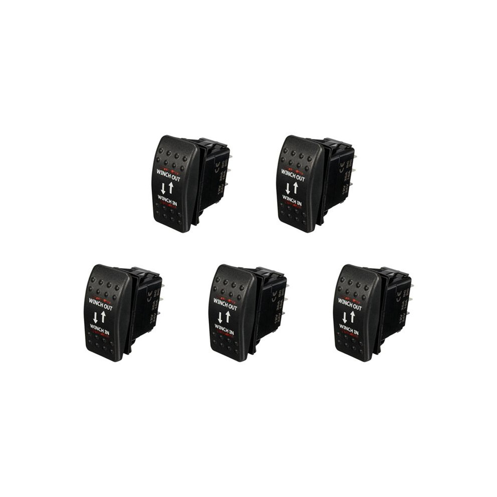 5X 12V 20A Winch In Winch Out -Off- Rocker 7 Pin Led Red 6033932637406