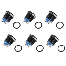 6X Interruttore di Pulsante 16 Millimetri Nero Corno 12V per Auto