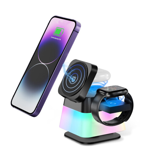 Stazione di ricarica wireless 4 in 1 da 15 W per Android, iPhone, Apple, Samsung e iPad 1
