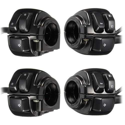 2 Pair Motorcycle Handlebar Control Lights  (25mm) with Wiring Harness for