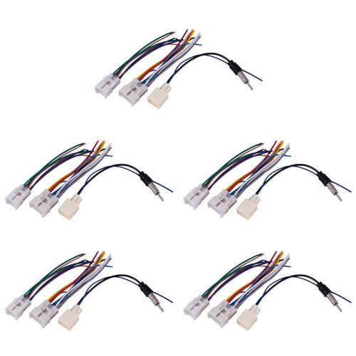 5 Set Car Stereo CD DVD Wiring Harness for  with Antenna Adapter Cable