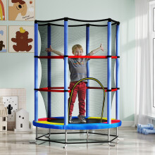 HOMCOM Kids Trampoline Mini Bouncer w/ Enclosure Net for 3-6 Years Multi Colour