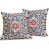 Μαξιλαροθήκες Boho σε μπλε και κόκκινο χρώμα 20x20 ίντσες, vintage λινές θήκες μαξιλαριών 2