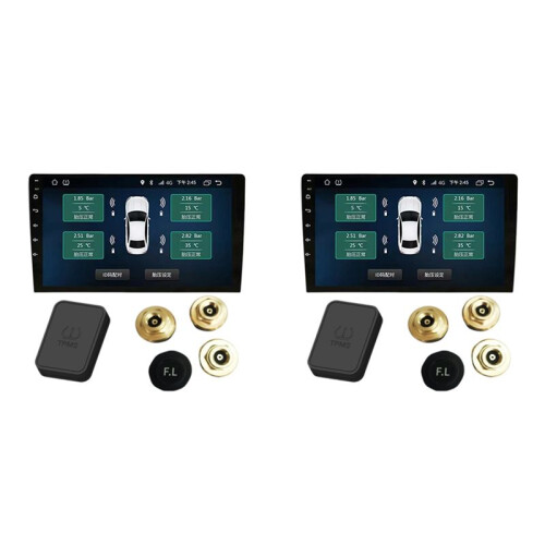2X  USB Android Trådlöst TPMS Däcktrycksövervakningssystem 5V för Navigation Bilradio Display Alarm Externt