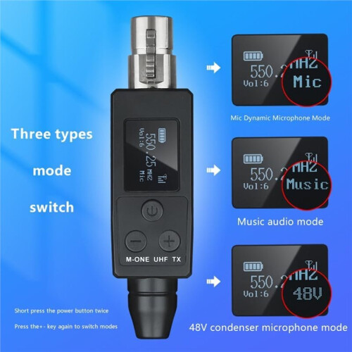 XLR Transmitter and Receiver Plug- Wireless Microphone System for Dynamic/Condenser Microphone, Electric Guitar/Bass 1
