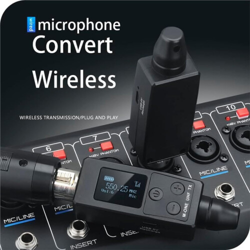 XLR Transmitter and Receiver Plug- Wireless Microphone System for Dynamic/Condenser Microphone, Electric Guitar/Bass 2