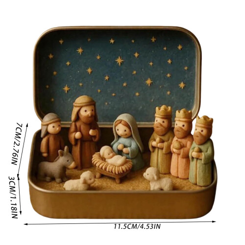 Yocbz Taschenkrippen-Set – Handgefertigte Mini-Krippe 2