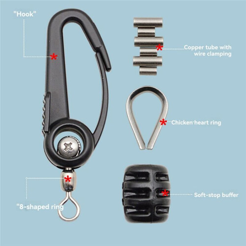 Downrigger Cable Terminator Kit, Complete Set with Swivel Snaps, Thimble, Soft Stop Bumper & Crimp Sleeves 2