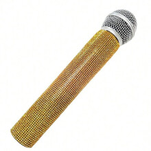 Accessoires de Microphone Artificiels en Strass Scintillants pour Décoration de la Maison, Ornements, Pratique Du Chant et de la Parole