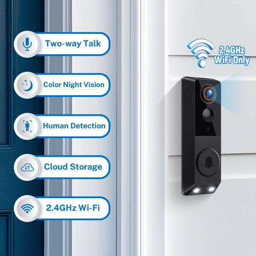 Wireless Wi-Fi Doorbell Camera 1080p Battery Powered 1