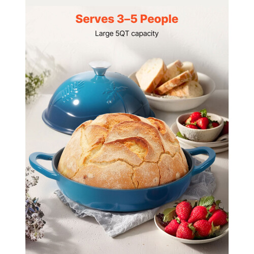 5QT Enameled Cast Iron Dutch Oven for Bread Baking 1