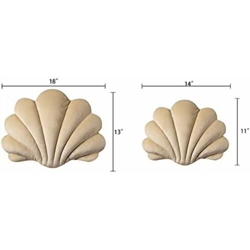 Shell-Shaped Velvet Throw Pillow, Beige, 14 x 11 in 2