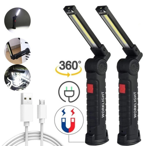 2Pack Rechargeable LED Work Lights with Magnetic Base, 360 Rotation,Versatile Lighting for Repairs, Outdoors Work 1