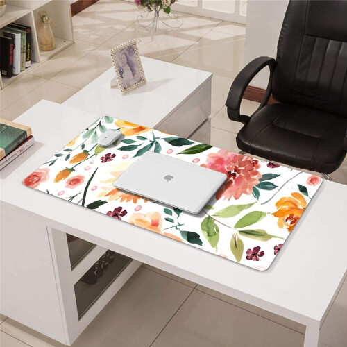 Κίτρινο φλοράλ mouse pad γραφείου, αδιάβροχο, αντιολισθητικό 35,4x15,7 2