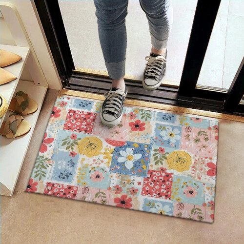 Χαλί πόρτας Pioneer με floral print, πλενόμενο αντιολισθητικό χαλάκι εσωτερικού χώρου για 1