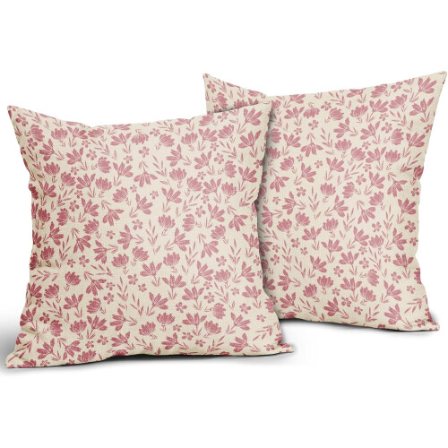 Conjunto de 2 capas de almofada florais em linho, 45x45 cm (18x18 polegadas). 1