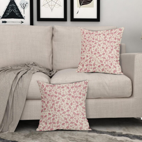 Conjunto de 2 capas de almofada florais em linho, 45x45 cm (18x18 polegadas). 2