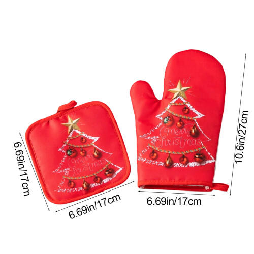 Weihnachtliches Ofenhandschuh-Set – Hitzebeständiges Polyester 2