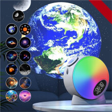 Projetor de Estrelas Dinâmico com Luz Noturna, Relógio e Luz Ambiente Ajustável, 13 Filmes e Música para Criar uma Atmosfera Aconchegante