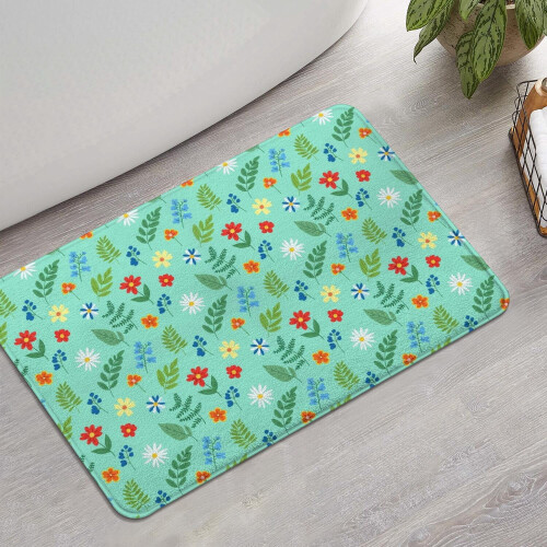 Χαλί μπάνιου Pioneer Flower Floral, αντιολισθητικό χαλάκι μικροϊνών με επένδυση από 1