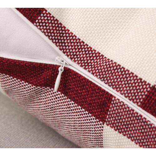 Σετ 2 μαξιλαροθήκες Farmhouse Buffalo Check Plaid Throw με θήκη μαξιλαριού από βαμβάκι και λινό 2