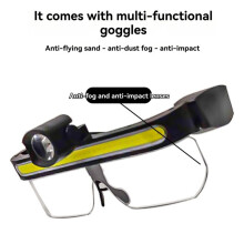 Faixa de Cabeça LED Multifuncional para Óculos, Lanterna de Cabeça Recarregável LED À Prova D'Água para Ciclismo, Pesca e Reparos