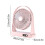 Mini ventilador USB com luz noturna e visor digital rosa 3