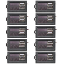 10X Red LED Digital Display Voltmeter  Voltage Meter Volt Tester Panel for  12V Cars USB 5V2A Output 12.6V Battery