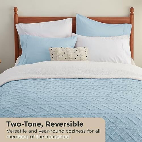 Sherpa Blanket Queen Size Reversible Fleece 1