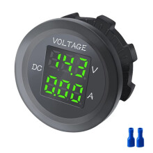 Voltímetro Digital de 12-24 V, Amperímetro, Probador, Monitor, Voltaje VA, Panel LED Redondo de Tres Dígitos, Resistente Al Agua, B
