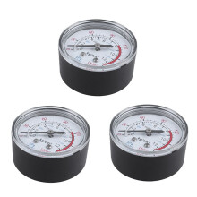 3X Rund 0-180 Psi 13 mm 1/4BSP Diameter Dial Comparator Air Manometer, Svart