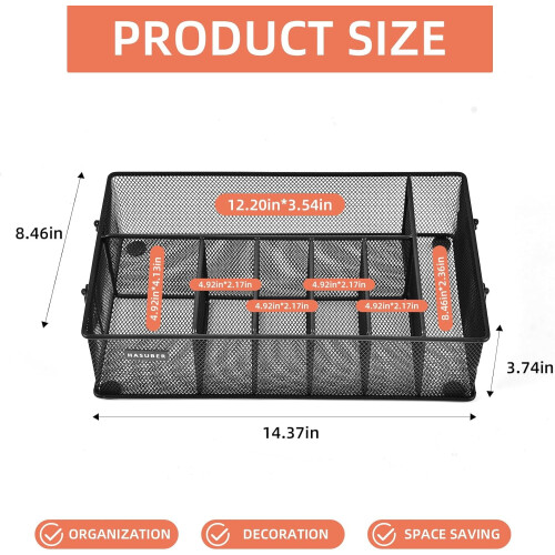 7-Compartment Metal Utensil Caddy with Handles 2