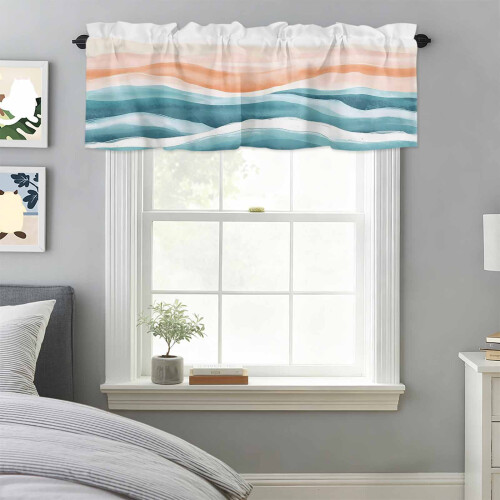Abstract Coastal Wave Valance 60x18in Rod Pocket 2