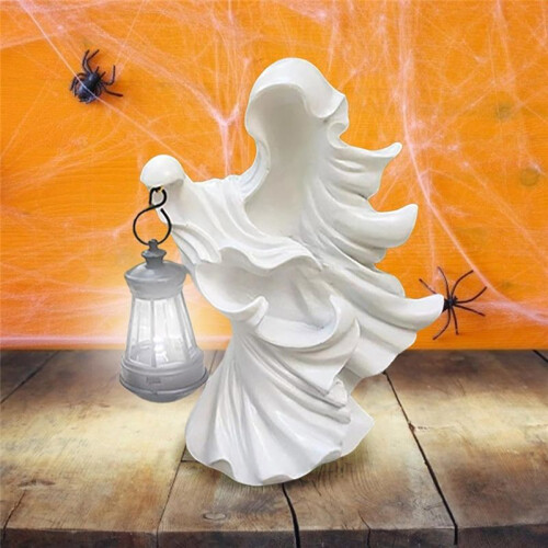 Halloween Witch Ornament  Saving Resin Statue with Lantern for Garden Courtyard Decor 2