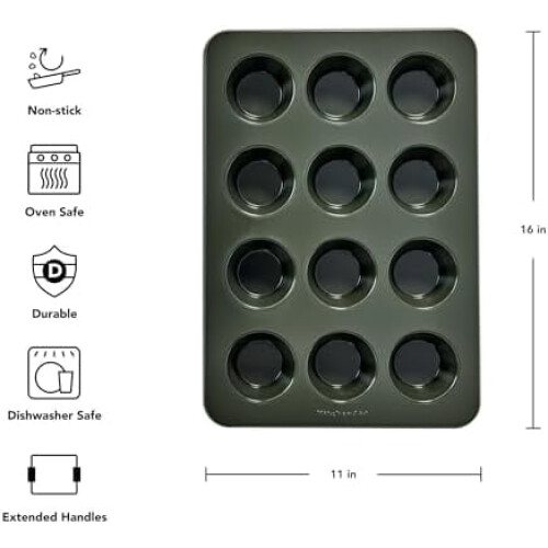 Non-stick Muffin Pan, 12 Cup, Evergreen 1