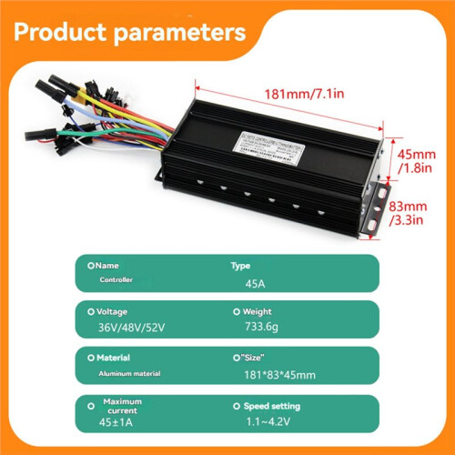 Electric Bike 3-Mode Controller 45A 36V48V52V XT150 Controller with UKC1+ Display for 2000W Brushless Motor Accessories 1