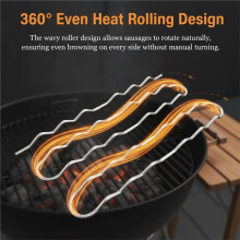 2 Pezzi di Griglia per Salsicce da Barbecue, Griglia per Hot Dog, Hot Dog Cotti In Modo Uniforme, Griglia A Mani Libere per Grigliate All'Aperto In