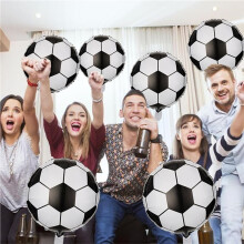 Pacote com 12 Balões de Futebol de 45 cm (18 Polegadas), Balões de Alumínio em Formato de Bola para Festas de Aniversário com Tema de Futebol e