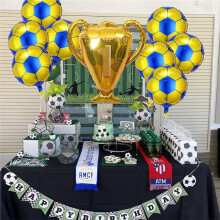 Ensemble de 6 Ballons de Fête sur le Thème Du Football, Comprenant un Trophée de Championnat et des Ballons en Aluminium en Forme de Ballon de