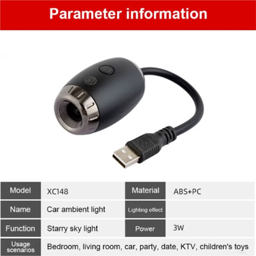USB Auto Sfeerverlichting met Groot Bereik, Romantische Sfeer, Instelbare Focusafstand D 2