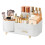 360 Rotating Makeup Organizer Box with Drawer, 5016.5cm, Beige/Green/White 1