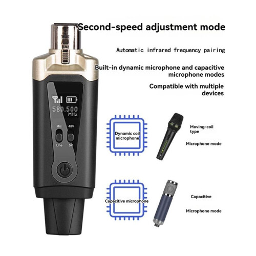 UHF Wireless Microphone System Wireless Transmitter Receiver XLR Mic Converter Adapter for Condenser Dynamic Mic