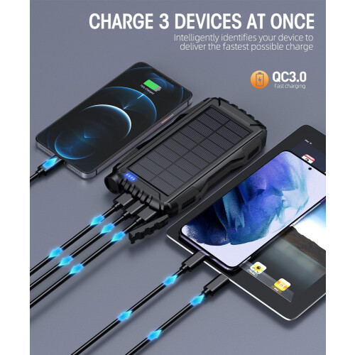 Carregador solar portátil de 20000mAh com QC3.0 e lanterna. 1