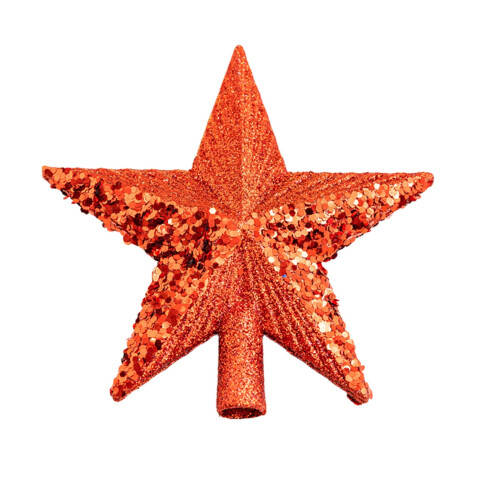 Christmas Tree Topper Star, Small Gold Red Sequins Design, Five-Pointed Tree Top Accessory Decor 1