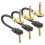 Pacote com 6 Cabos Patch para Guitarra de 15 cm (6 Polegadas), Design Tipo Panqueca Ultra Silencioso com Ângulo Reto e Conector de 6,35 mm (1/4 de 6