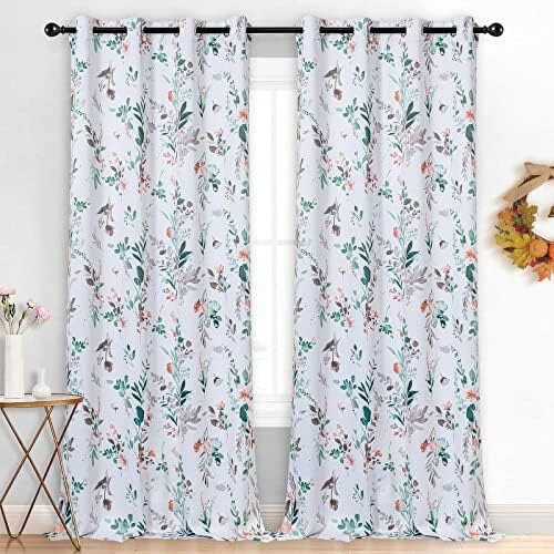 Floral Thermal Curtains 52" x 84", 2-Panel Grommet Set 1