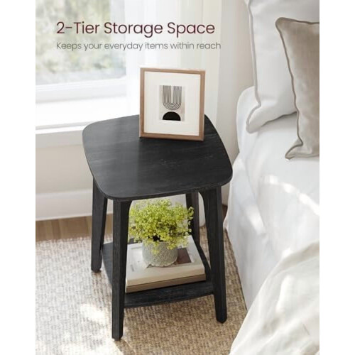 MAEZO 2-Tier Side Table Charcoal Gray Square 1