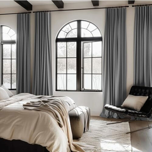 Linen Thermal Blackout Curtain Panel, 100" W x 84" L, Dark 1
