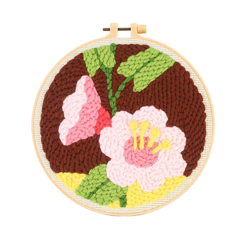 Coarse Yarn Punch Needle Embroidery Kit Floral Beginner Set 1