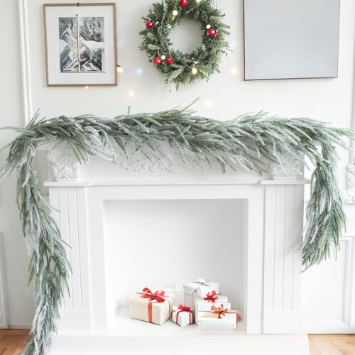 Flocked Christmas Pine Garland 180 cm 2